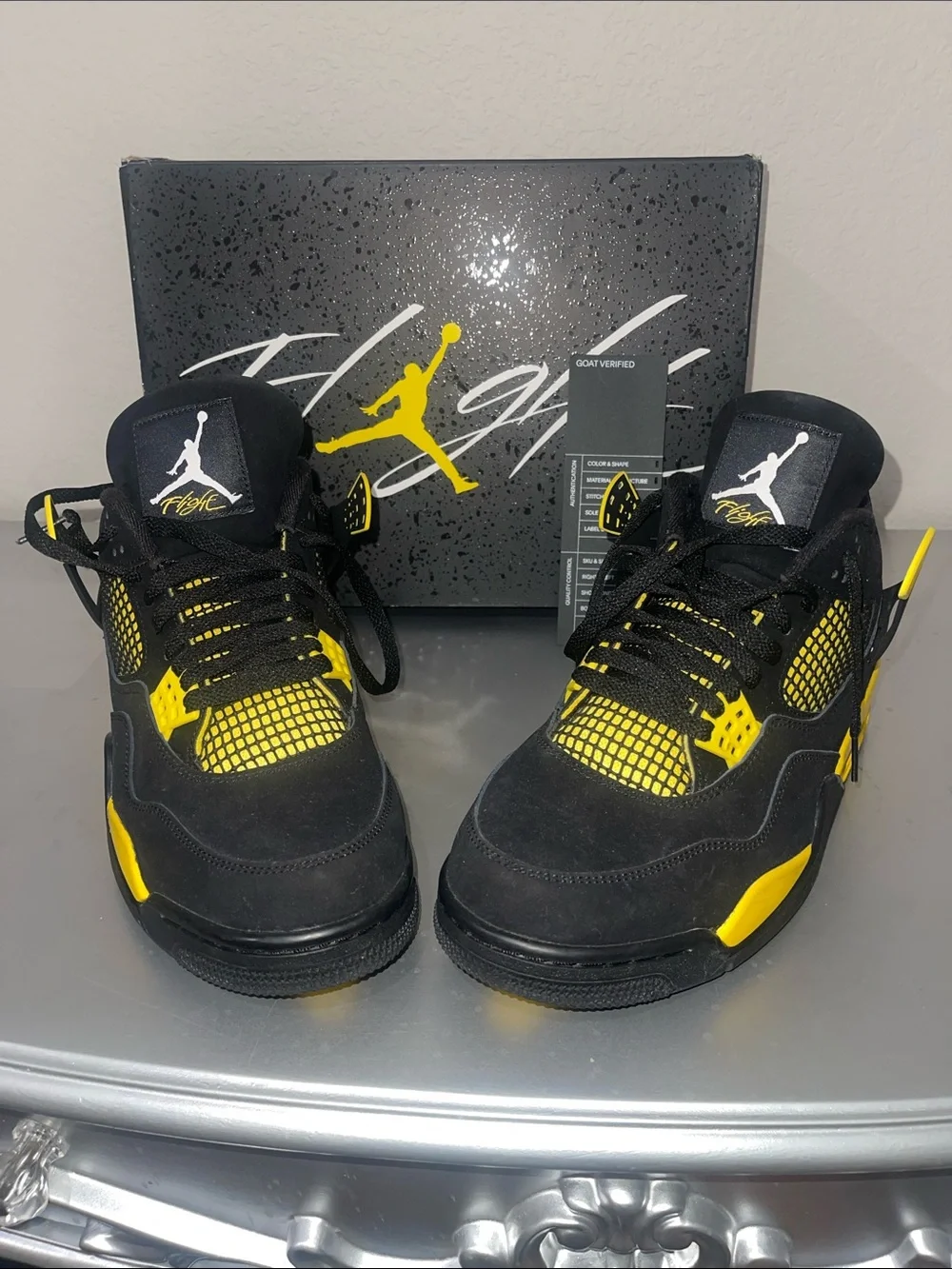 Jordan Black and Yellow Retro Basketball Sneakers